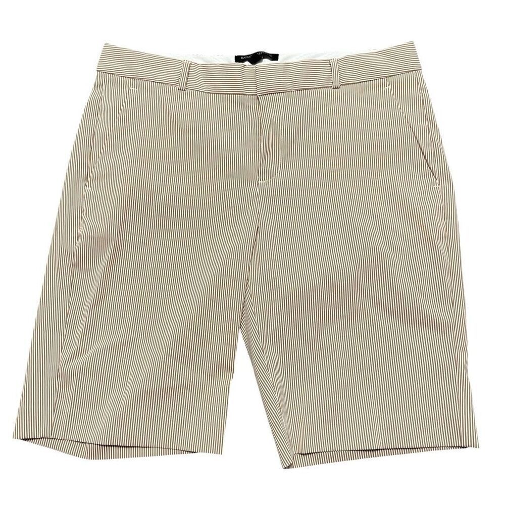 BANANA REPUBLIC Brown White Striped Bermuda Shorts Size 6